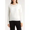 By Design Faux Pearl Embellished Sweater In White