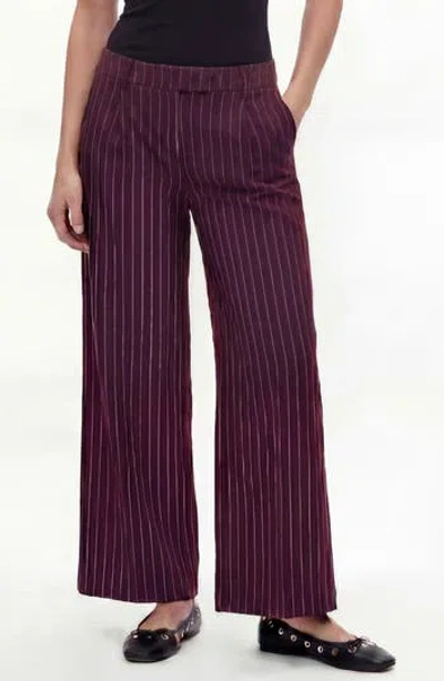 By Design Fernanda Pinstripe Wide Leg Pants In Burgundy