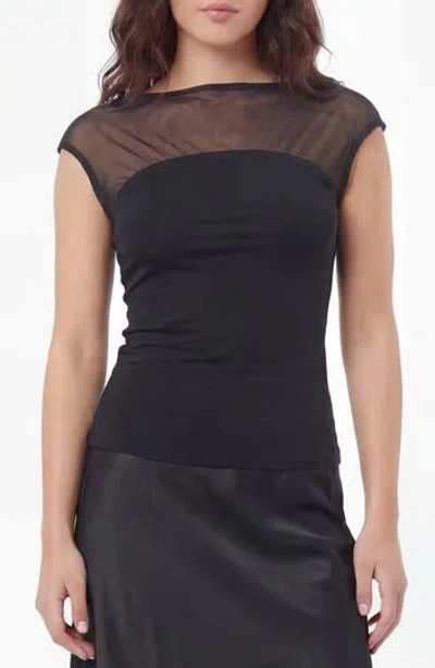 By Design Fiona Mesh Top In Black