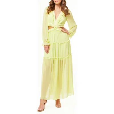 By Design France Long Sleeve Chiffon Maxi Dress