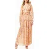 By Design France Long Sleeve Chiffon Maxi Dress In Orange