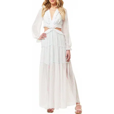 By Design France Long Sleeve Chiffon Maxi Dress In Multi