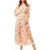 By Design France Long Sleeve Chiffon Maxi Dress In Multi