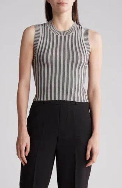 By Design French Rib Sleeveless Sweater In Grey/black