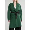 By Design Glacier Faux Leather Belted Wrap Cardigan In Eden