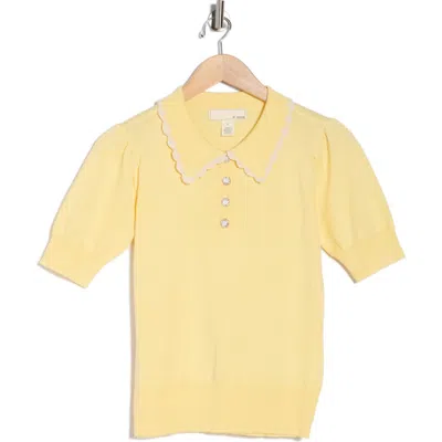 By Design Gwen Lace Trim Sweater In Yellow