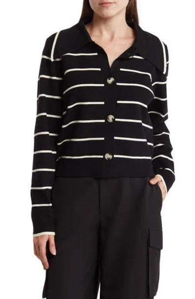 By Design Hadley Stripe Sailor Sweater In Black/gardenia