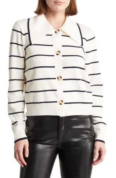 By Design Hadley Stripe Sailor Sweater In Gardenia/navy Blazer