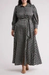 By Design Haiti Long Sleeve Maxi Shirtdress In Floral Foulard
