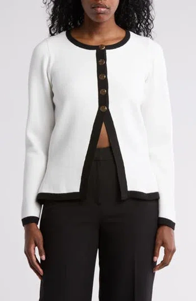 By Design Halsey Tipped Cardigan In White