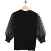 By Design Harmony Mesh Sleeve Sweater In Black