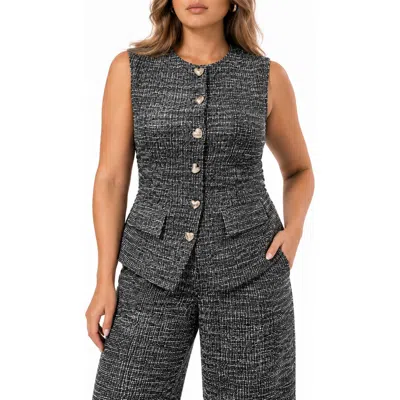 By Design Ilisa Boucle Knit Top In Dark Grey