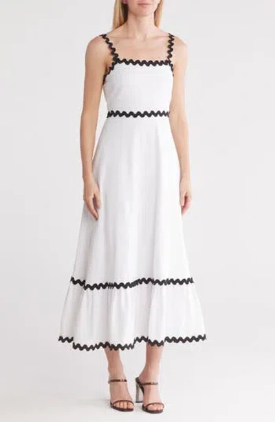 By Design Ipanema Rickrack Trim Fit & Flare Dress In White