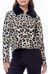 By Design Isa Faux Fir Trim Cardigan In Keira Leopard
