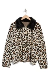 By Design Isa Faux Fur Collared Cardigan In Keira Leopard