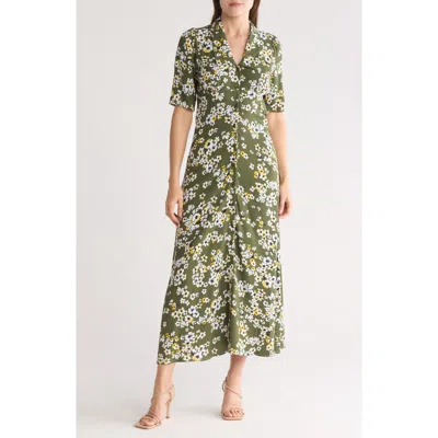 By Design Isla Crepe Midi Dress In Morning Flower Cypress