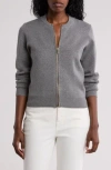 By Design Jenny Double Knit Bomber Jacket In Medium Heather Grey