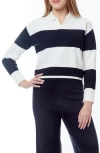 By Design Josefine Stripe Rugby Crop Sweater In Blue