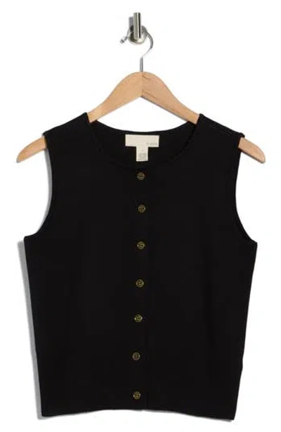 By Design Julianna Button Front Sweater Vest In Black