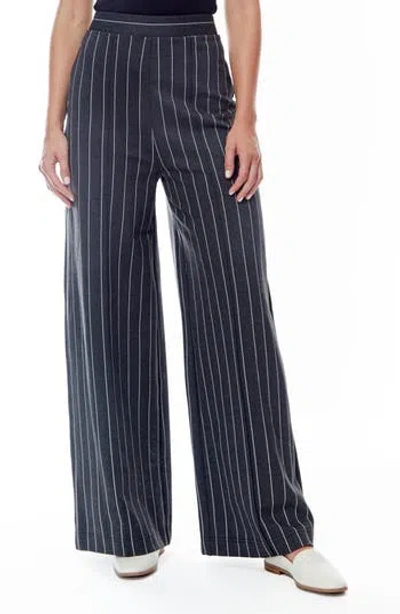 By Design Julianna Ponte Pants In Charcoal Grey/white Pinstripe