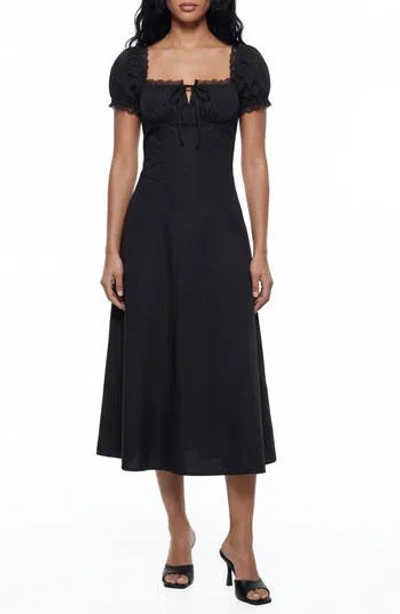 By Design Juniper Lace Trim Midi Dress In Black
