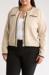 By Design Keira Button Cardigan In Tipped Oatmeal Heather/black
