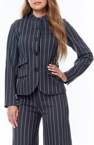 By Design Lee Blazer In Charcoal Grey/white Pinstripe
