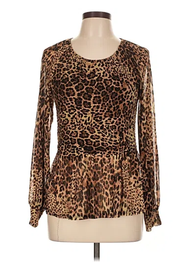 Pre-owned By Design Long Sleeve Blouse In Brown