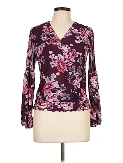 Pre-owned By Design Long Sleeve Blouse In Burgundy
