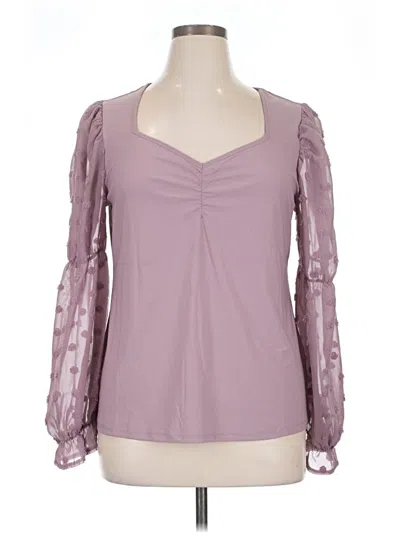 Pre-owned By Design Long Sleeve Blouse In Purple