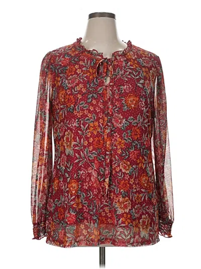 Pre-owned By Design Long Sleeve Blouse In Red