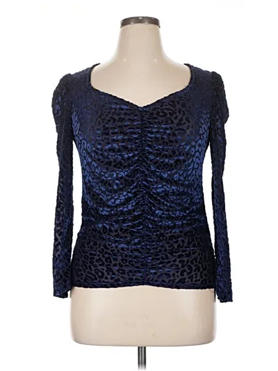 Pre-owned By Design Long Sleeve Top Blue Sweetheart Neckline Tops