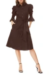 By Design Lucia Stretch Cotton Poplin Shirtdress In Chocolate