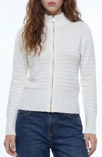 By Design Mason Full Zip Sweater In Gardenia