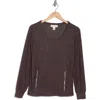 By Design Mavis Zip Pocket Pullover In Charcoal