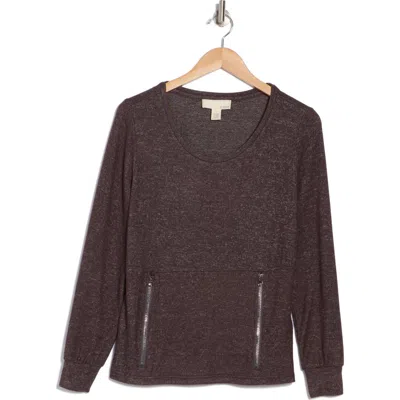 By Design Mavis Zip Pocket Pullover In Charcoal