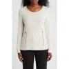 By Design Mavis Zip Pocket Pullover In Oatmeal