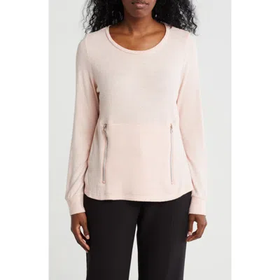 By Design Mavis Zip Pocket Pullover In Pink