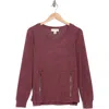 By Design Mavis Zip Pocket Pullover In Raisin