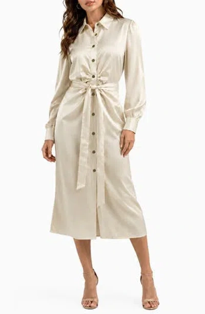By Design Milania Tie Waist Shirtdress In Ivory