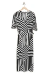 By Design Montana Balloon Sleeve Challis Maxi Dress In Geo Stripe