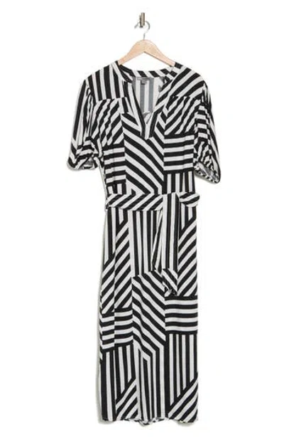 By Design Montana Balloon Sleeve Challis Maxi Dress In Geo Stripe