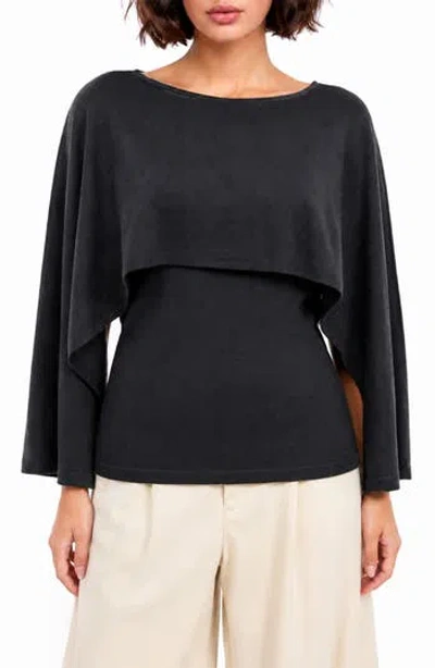 By Design Noble Cape Dolman Sweater In Black