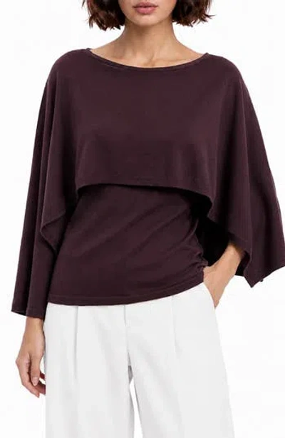 By Design Noble Cape Dolman Sweater In Raisin