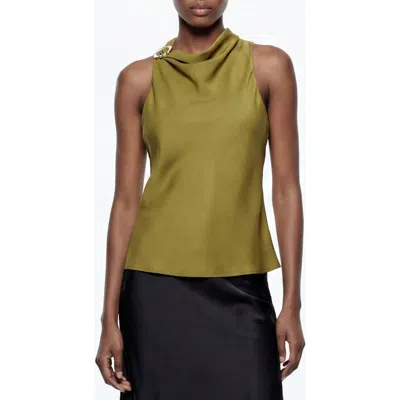 By Design Nova Cowl Neck Top In Green
