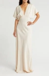 By Design Paige Dolman Sleeve Satin Dress In Champagne