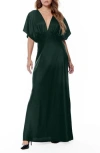 By Design Paige Dolman Sleeve Satin Dress In Pine Grove
