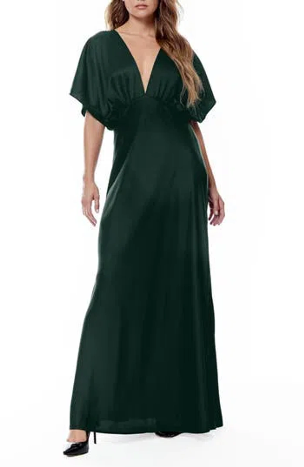 paige dolman sleeve satin dress Paige Dolman Sleeve Satin Dress In Champagne