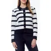By Design Phoebe Cardigan Sweater In Antique White/black Stripe