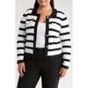 By Design Phoebe Crop Cardigan In Antique White/black Stripe